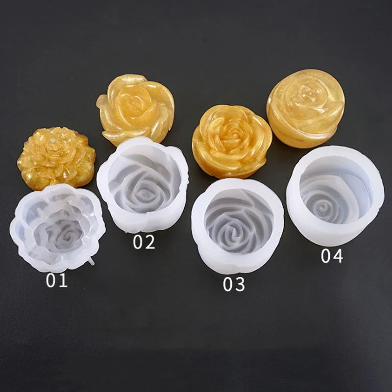 12 PCS 3D Flower Rose Silicone Mold Resin DIY Craft Mould Jewelry Making Tools Epoxy Casting Molds