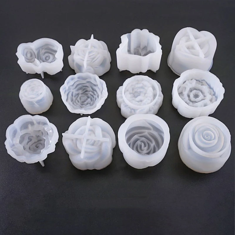 12 PCS 3D Flower Rose Silicone Mold Resin DIY Craft Mould Jewelry Making Tools Epoxy Casting Molds