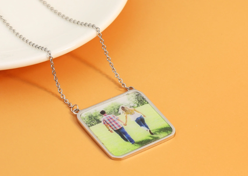 Square Photo Frame Engraved Necklace Make Your Own Acrylic Charms