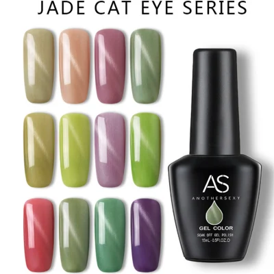 Magnifique vernis à ongles œil de chat, 12 couleurs de bijoux en Jade, LED, Gel à ongles en trois étapes